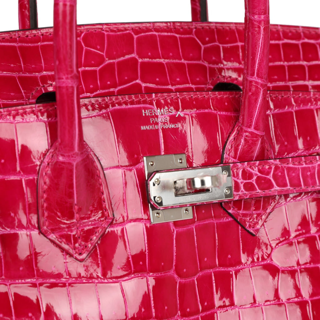 Hermès Birkin 25 Rose Mexico Shiny Faux Leather Palladium Hardware