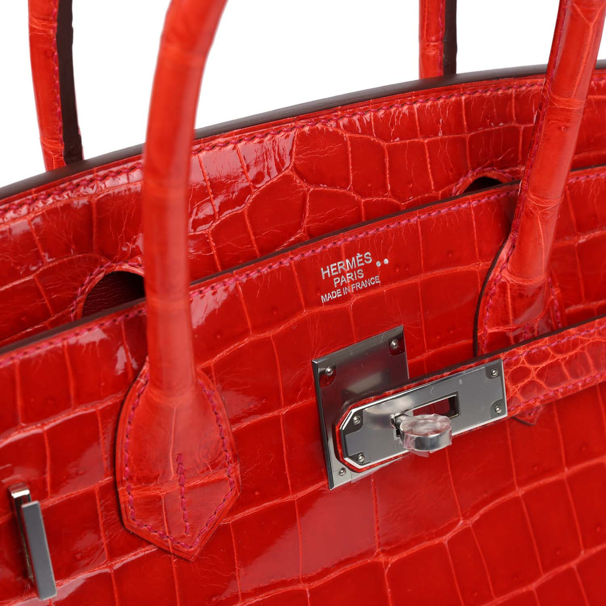 Hermès Birkin 30 Geranium Shiny Faux Leather Palladium Hardware