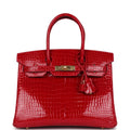 Hermès Birkin 30 Braise Shiny Faux Leather Gold Hardware