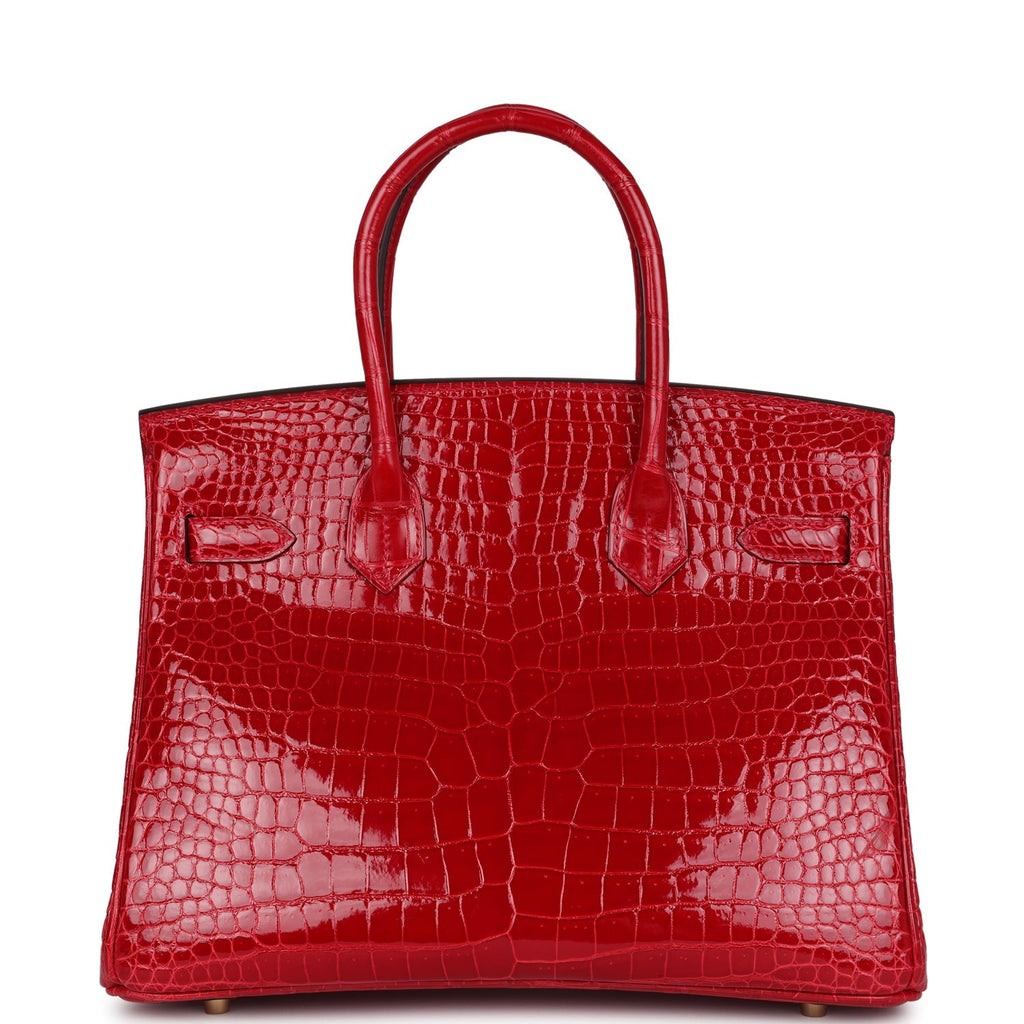 Hermès Birkin 30 Braise Shiny Faux Leather Gold Hardware