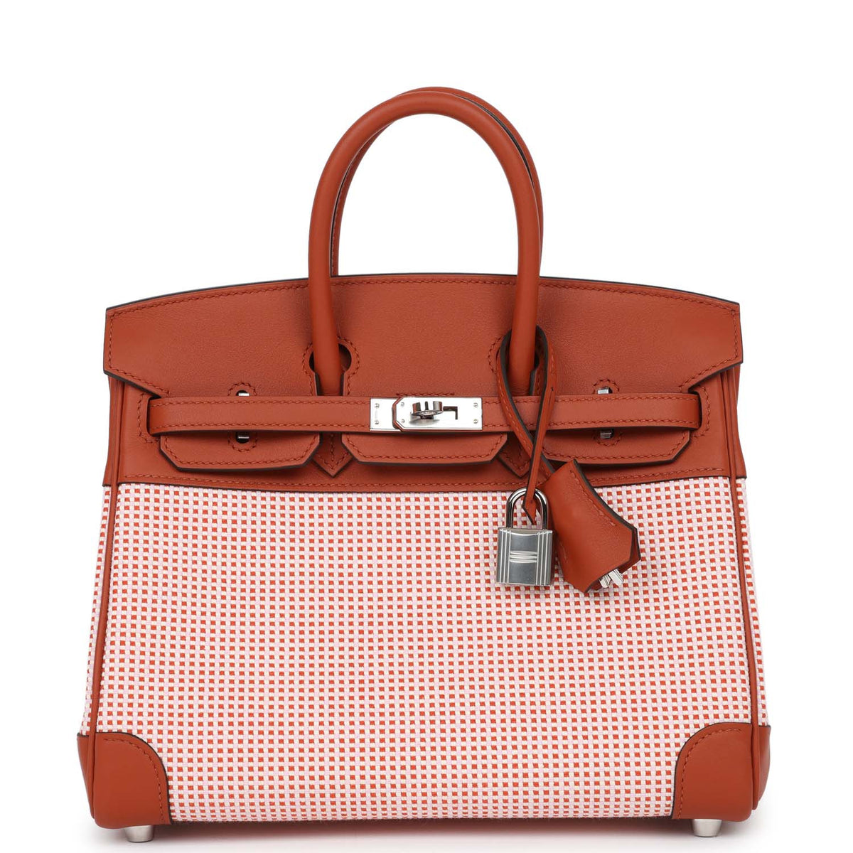 Hermès Quadrille Birkin 25 Sanguine Swift and Toile Palladium Hardware