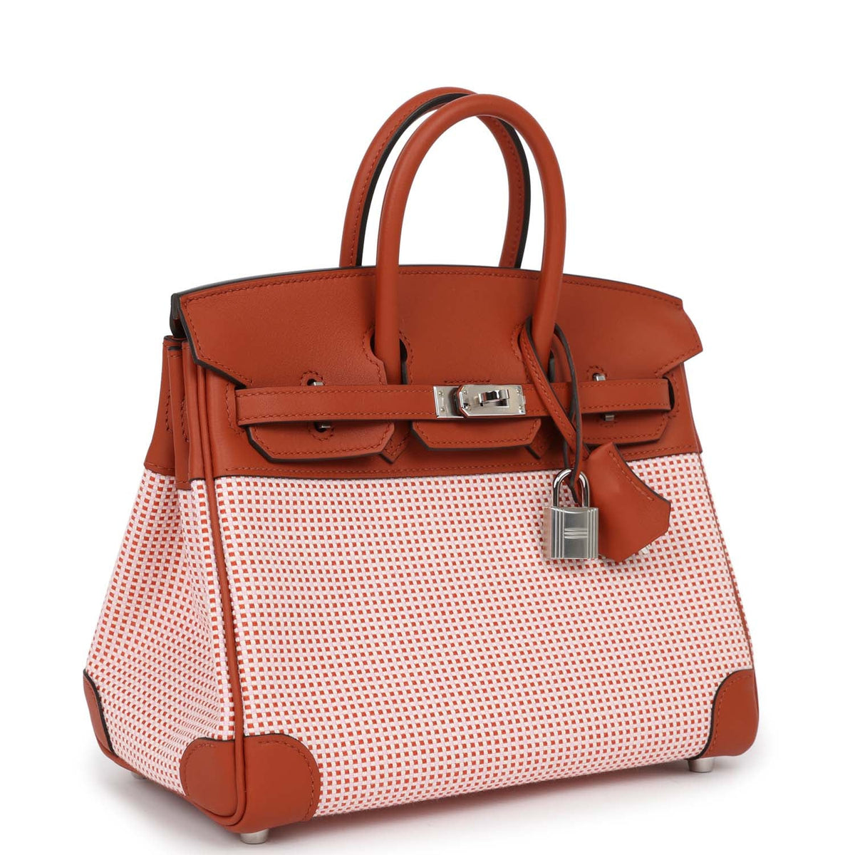 Hermès Quadrille Birkin 25 Sanguine Swift and Toile Palladium Hardware