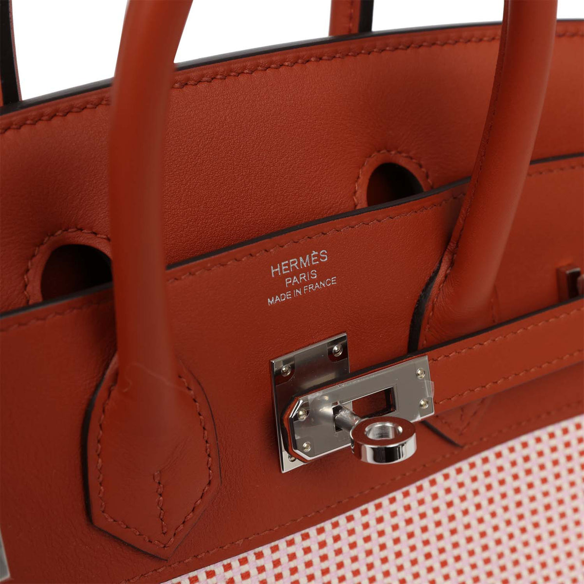 Hermès Quadrille Birkin 25 Sanguine Swift and Toile Palladium Hardware