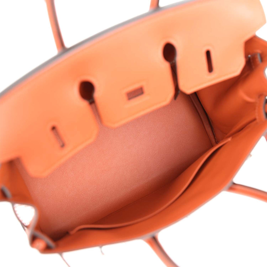 Hermès Quadrille Birkin 25 Sanguine Swift and Toile Palladium Hardware