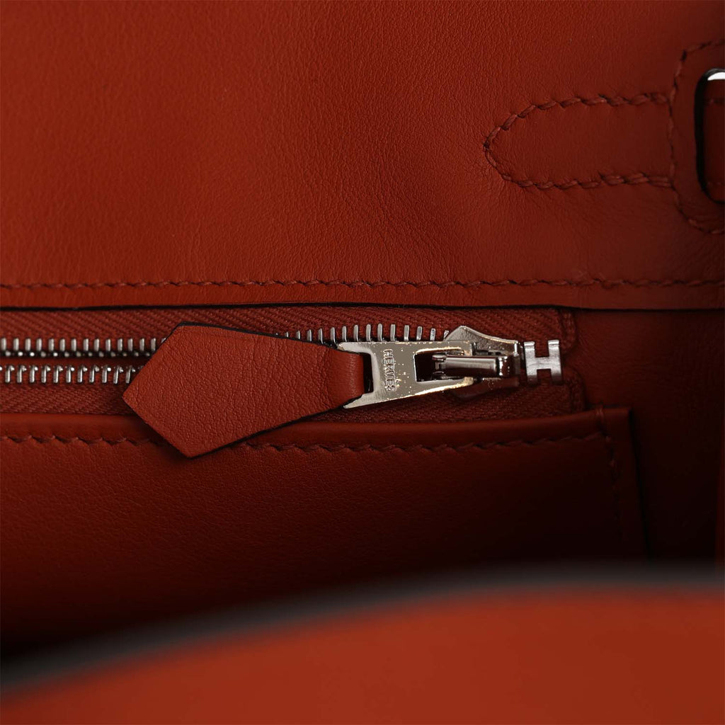 Hermès Quadrille Birkin 25 Sanguine Swift and Toile Palladium Hardware
