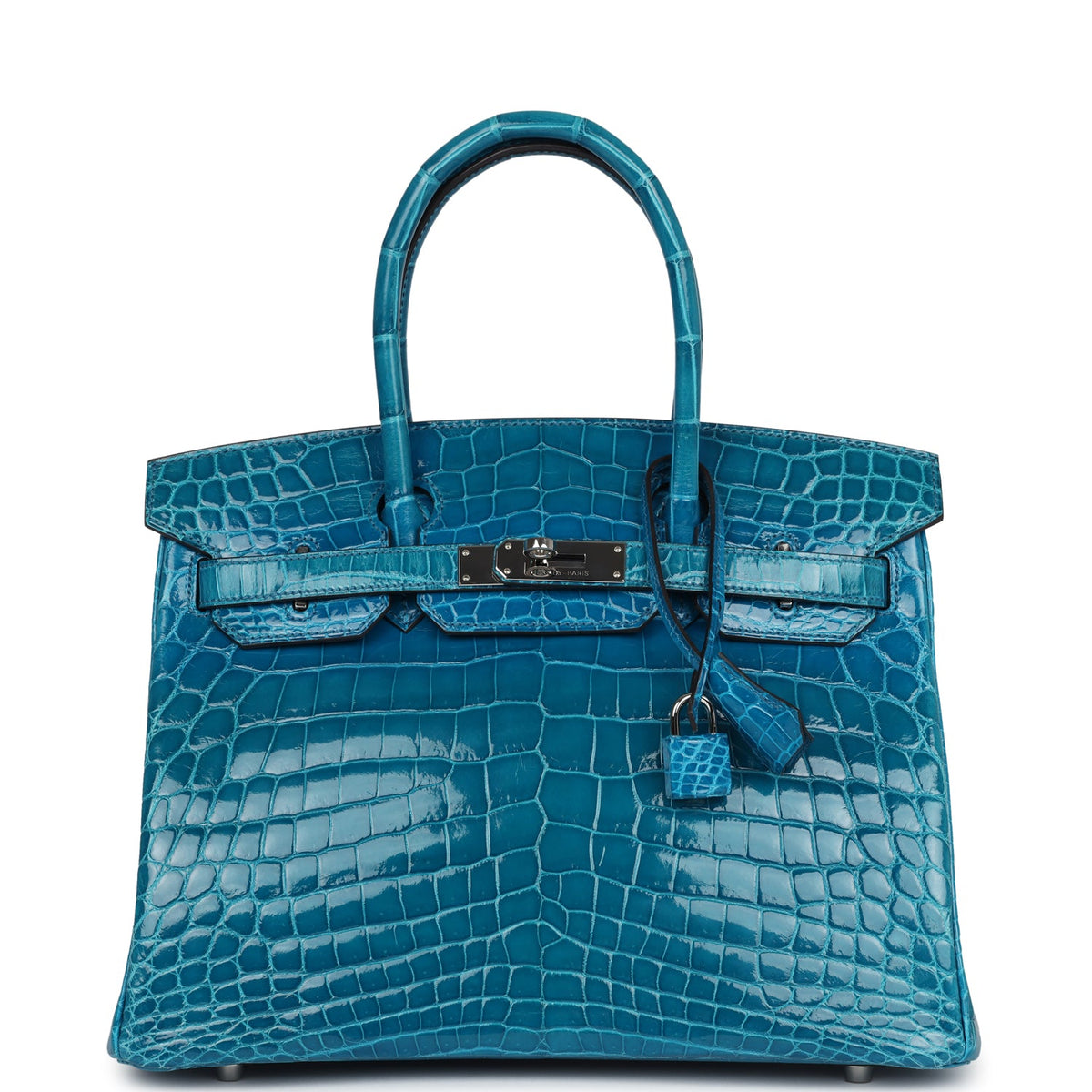 Hermès Birkin 30 Bleu Izmir Shiny Faux Leather Palladium Hardware