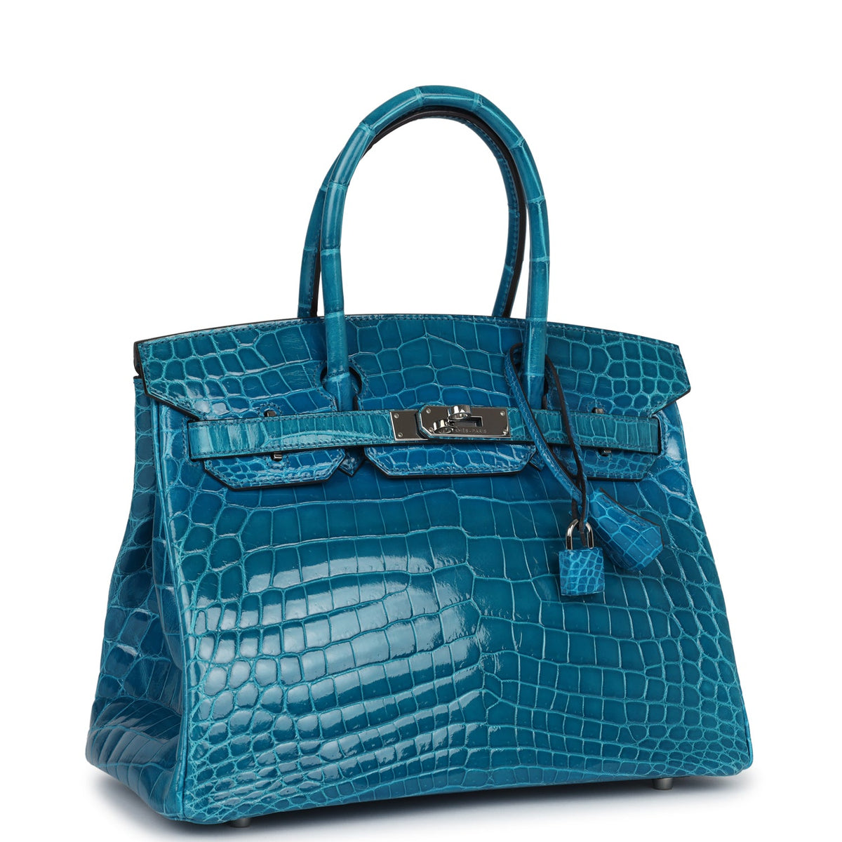 Hermès Birkin 30 Bleu Izmir Shiny Faux Leather Palladium Hardware