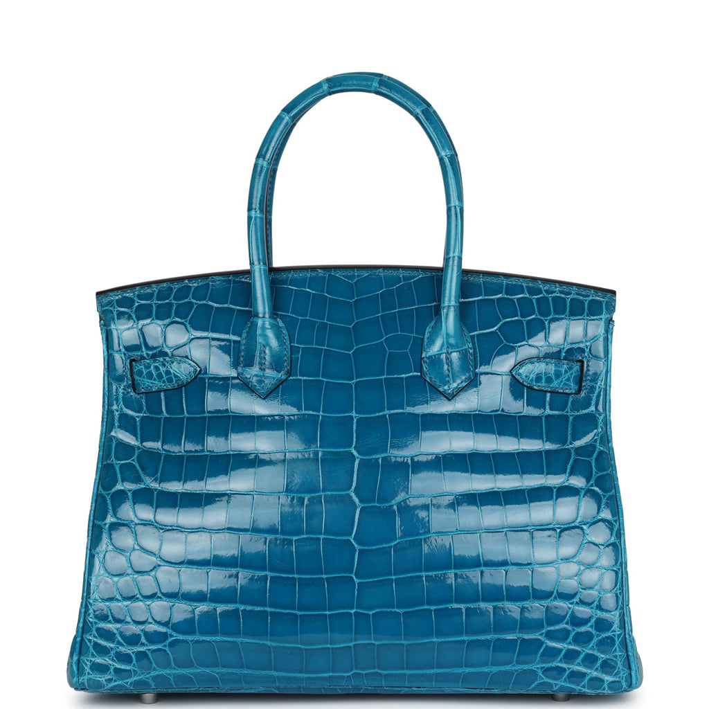 Hermès Birkin 30 Bleu Izmir Shiny Faux Leather Palladium Hardware