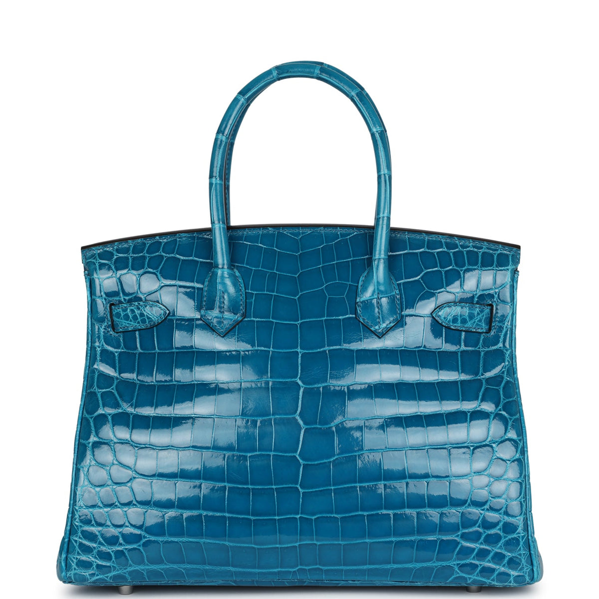 Hermès Birkin 30 Bleu Izmir Shiny Faux Leather Palladium Hardware