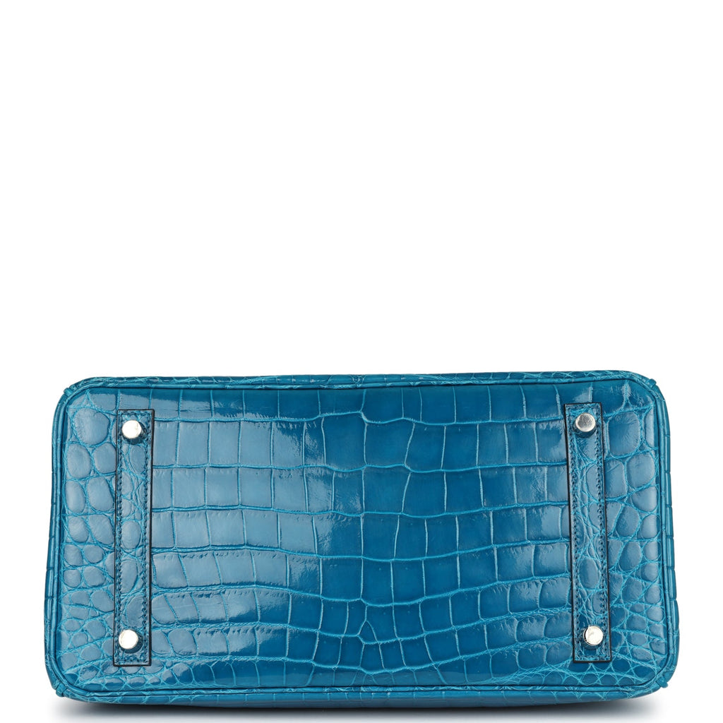Hermès Birkin 30 Bleu Izmir Shiny Faux Leather Palladium Hardware