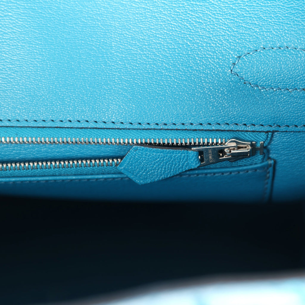 Hermès Birkin 30 Bleu Izmir Shiny Faux Leather Palladium Hardware