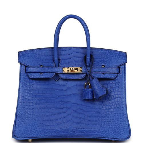 Hermès Birkin 25 Bleu Royal Matte Faux Leather Gold Hardware