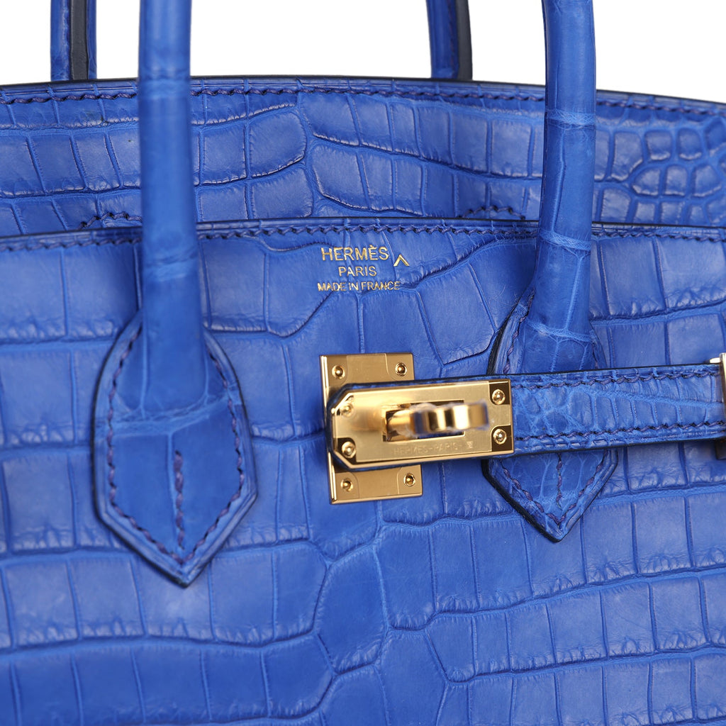 Hermès Birkin 25 Bleu Royal Matte Faux Leather Gold Hardware