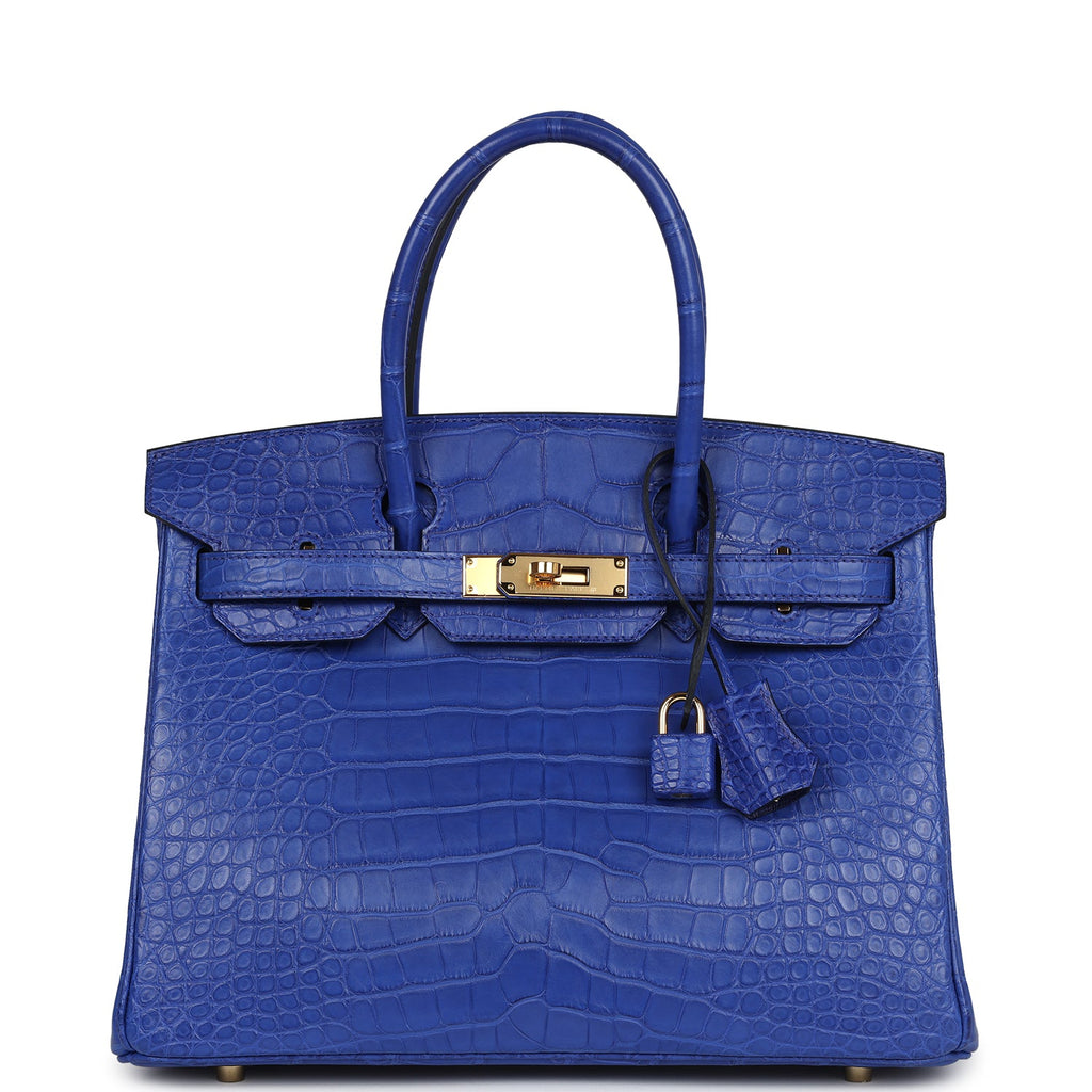 Hermès Birkin 30 Bleu Electric Matte Faux Leather Gold Hardware