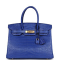 Hermès Birkin 30 Bleu Electric Matte Faux Leather Gold Hardware