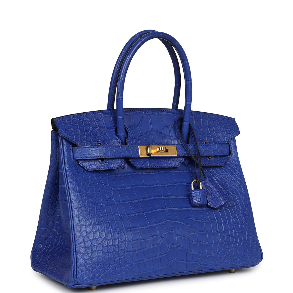 Hermès Birkin 30 Bleu Electric Matte Faux Leather Gold Hardware
