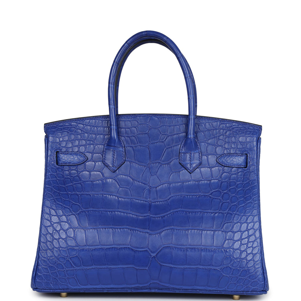 Hermès Birkin 30 Bleu Electric Matte Faux Leather Gold Hardware