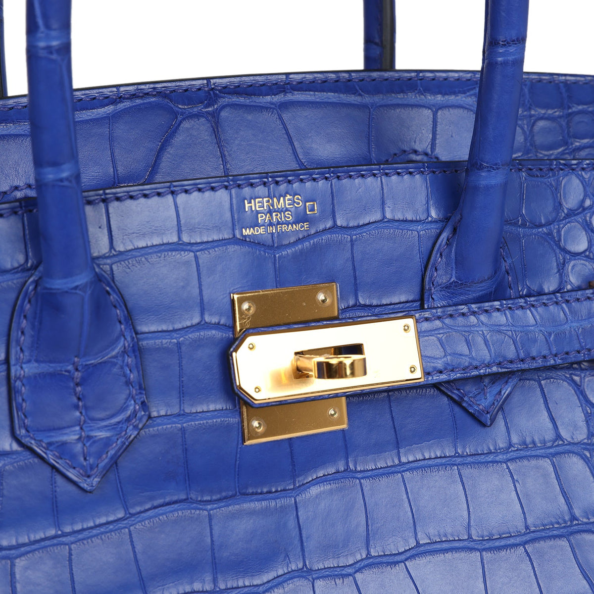 Hermès Birkin 30 Bleu Electric Matte Faux Leather Gold Hardware