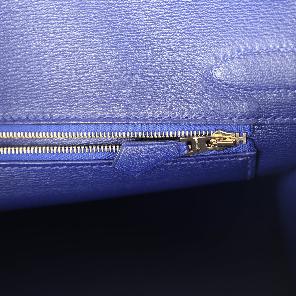 Hermès Birkin 30 Bleu Electric Matte Faux Leather Gold Hardware