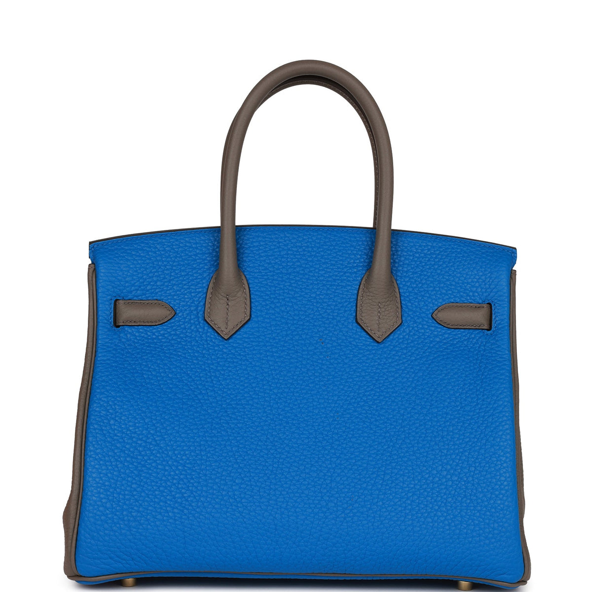 Hermès Special Order (HSS) Birkin 30 Bleu Electric and Etain Clemence Brushed Gold Hardware