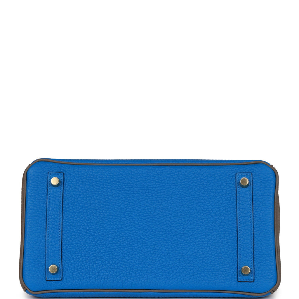 Hermès Special Order (HSS) Birkin 30 Bleu Electric and Etain Clemence Brushed Gold Hardware