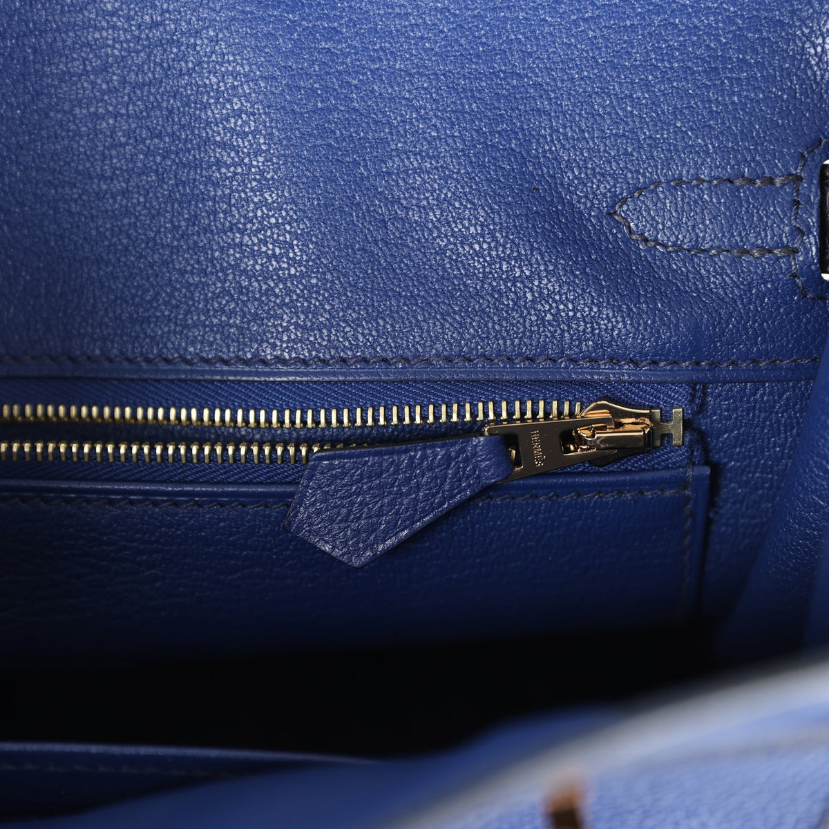 Hermès Birkin 25 Bleu Saphir Taurillion Novillo-textured Faux Leather and Bleu Marine Matte Faux Leather Touch Rose Gold Hardware