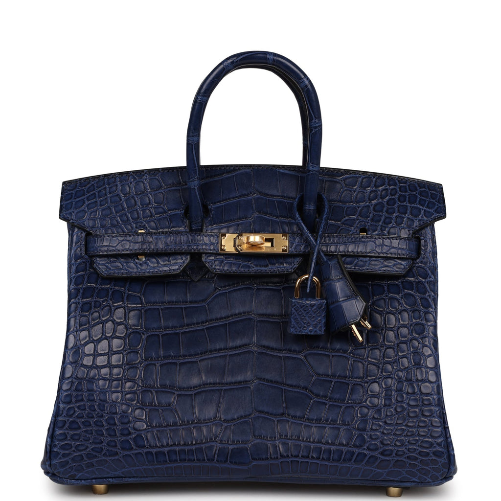Hermès Birkin 25 Bleu Saphir Matte Faux Leather Gold Hardware