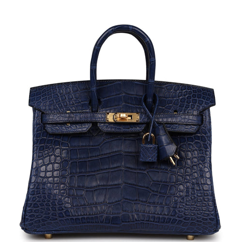 Hermès Birkin 25 Bleu Saphir Matte Faux Leather Gold Hardware