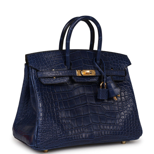 Hermès Birkin 25 Bleu Saphir Matte Faux Leather Gold Hardware