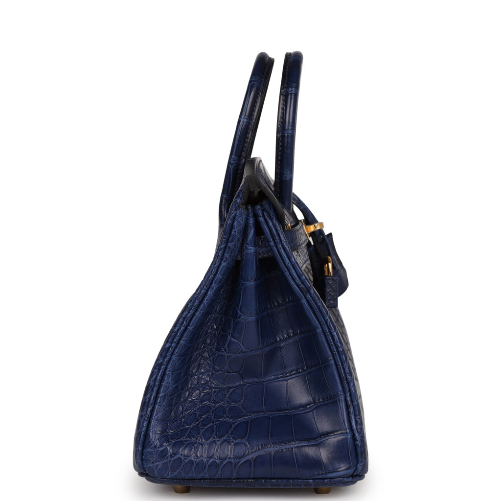 Hermès Birkin 25 Bleu Saphir Matte Faux Leather Gold Hardware