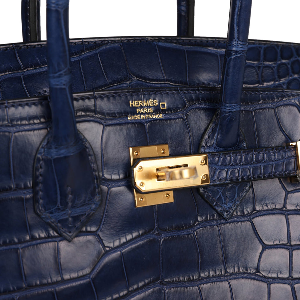 Hermès Birkin 25 Bleu Saphir Matte Faux Leather Gold Hardware