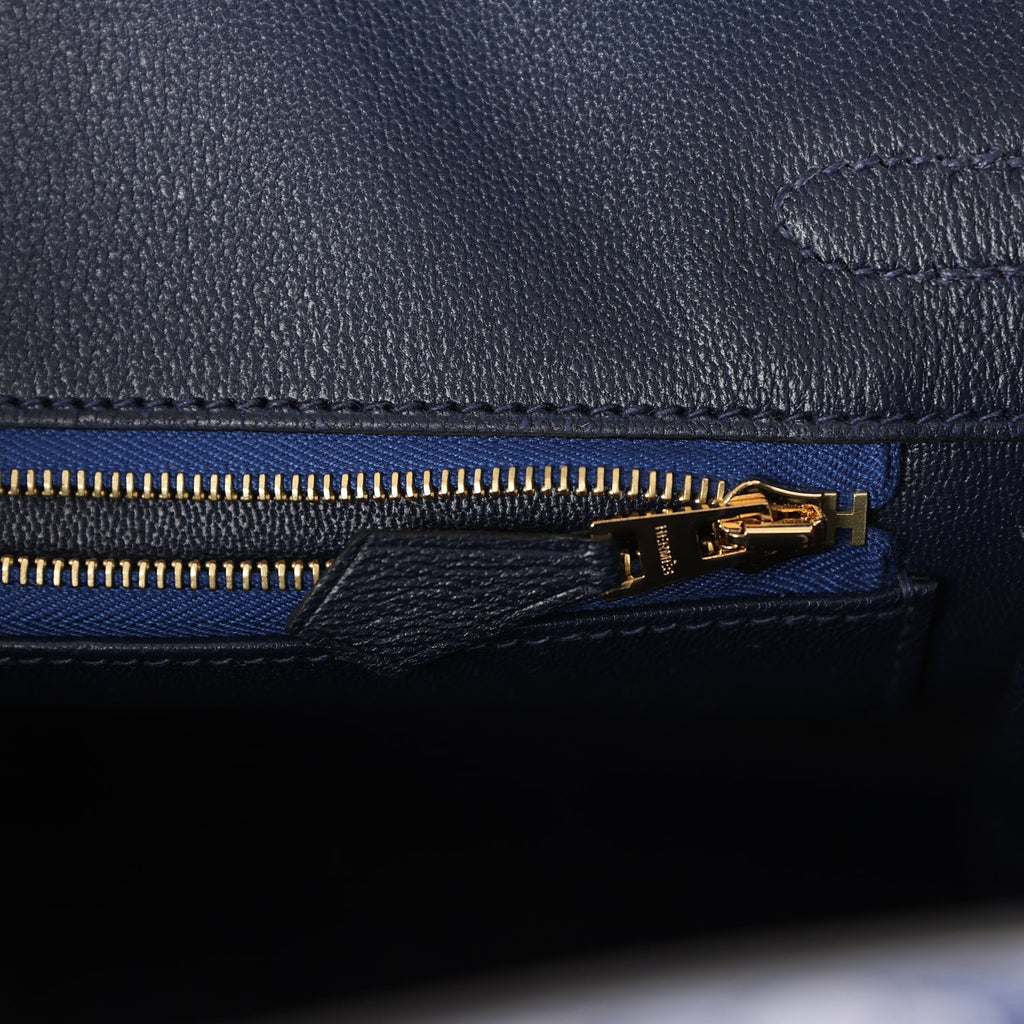 Hermès Birkin 25 Bleu Saphir Matte Faux Leather Gold Hardware