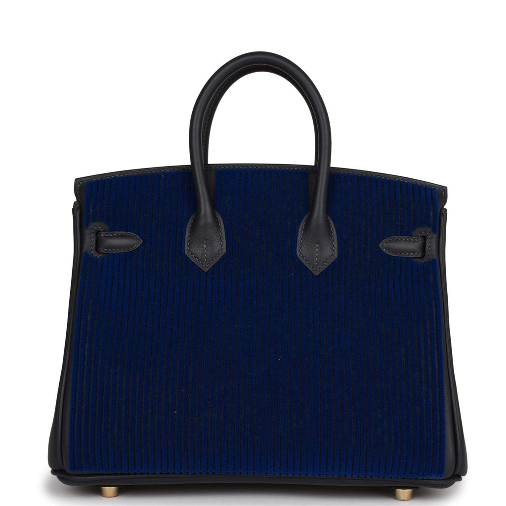 Hermès Birkin 25 Cote-a-Cote Tuffetage Bleu Saphir and Caban Swift Permabrass Hardware
