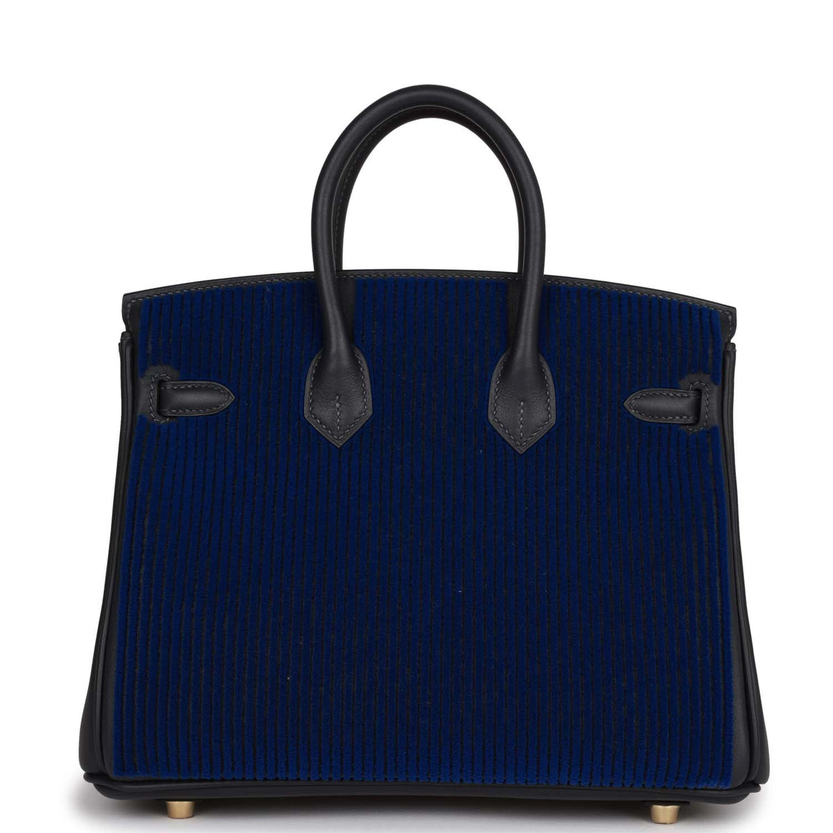 Hermès Birkin 25 Cote-a-Cote Tuffetage Bleu Saphir and Caban Swift Permabrass Hardware