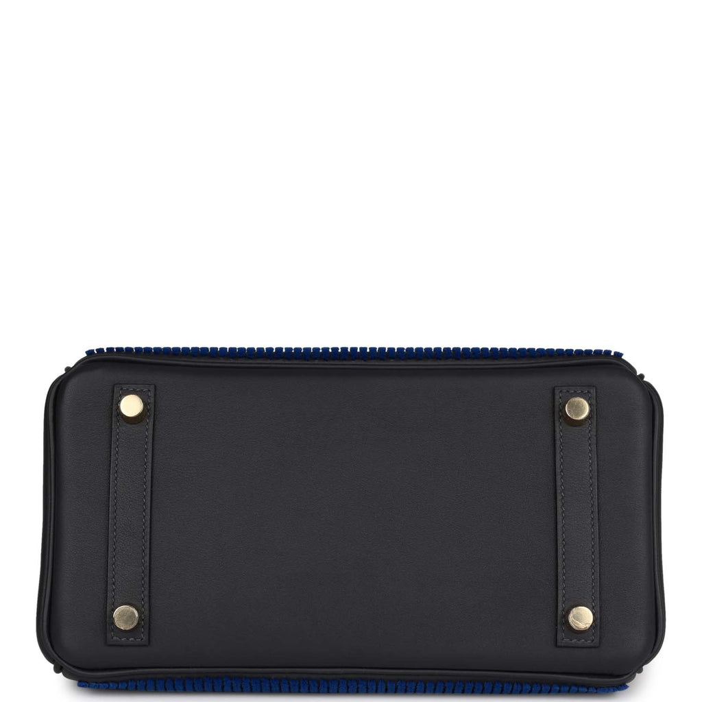 Hermès Birkin 25 Cote-a-Cote Tuffetage Bleu Saphir and Caban Swift Permabrass Hardware