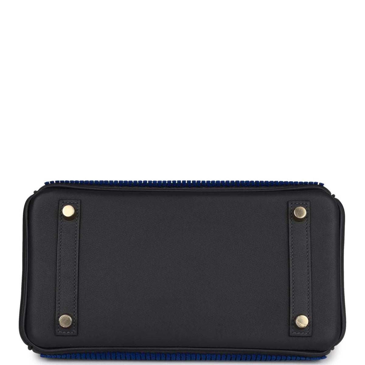 Hermès Birkin 25 Cote-a-Cote Tuffetage Bleu Saphir and Caban Swift Permabrass Hardware