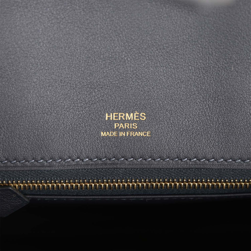 Hermès Birkin 25 Cote-a-Cote Tuffetage Bleu Saphir and Caban Swift Permabrass Hardware