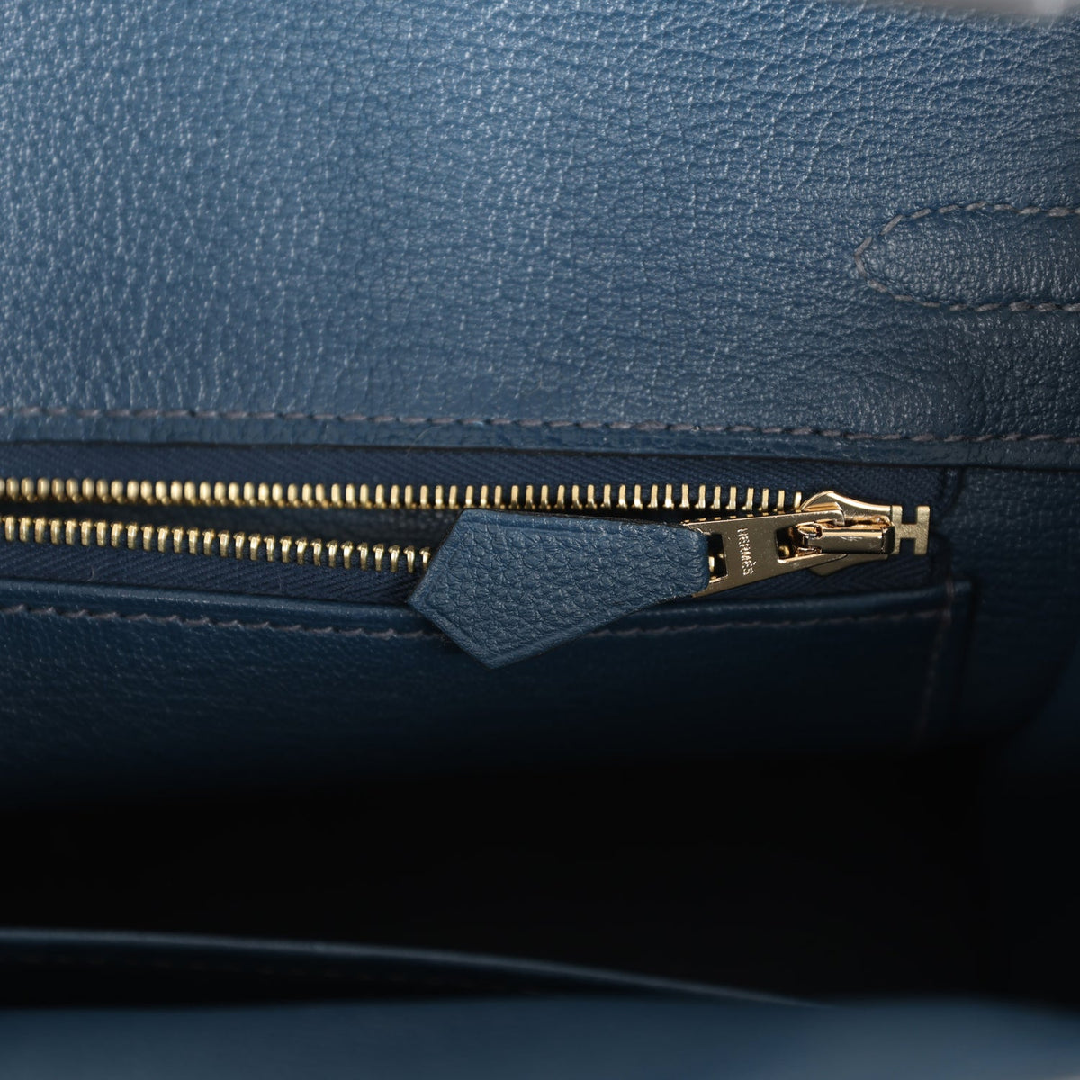 Hermès Birkin 25 Bleu De Prusse Togo Gold Hardware
