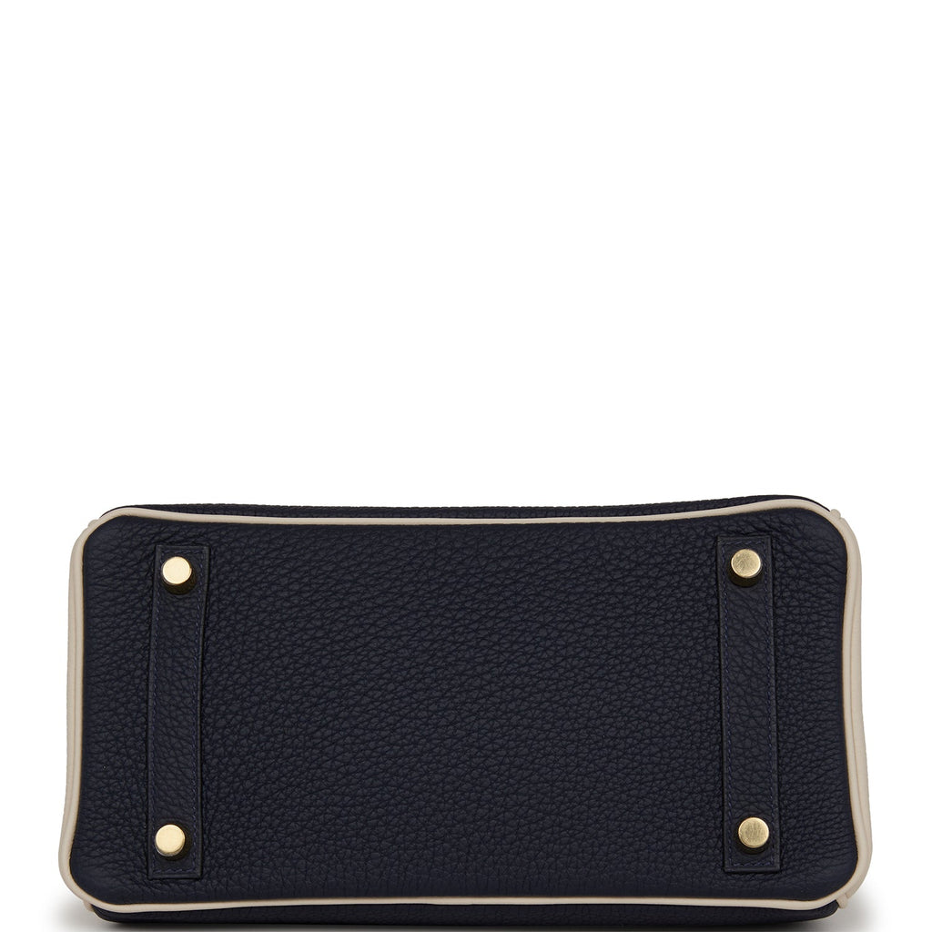 Hermès Special Order (HSS) Birkin 25 Bleu Nuit and Craie Togo Gold Hardware