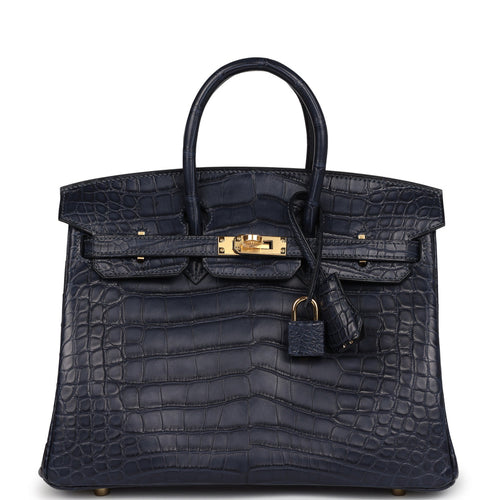 Hermès Birkin 25 Bleu Indigo Matte Faux Leather Gold Hardware