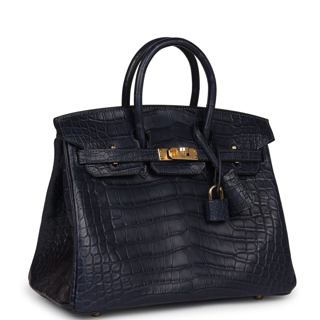 Hermès Birkin 25 Bleu Indigo Matte Faux Leather Gold Hardware