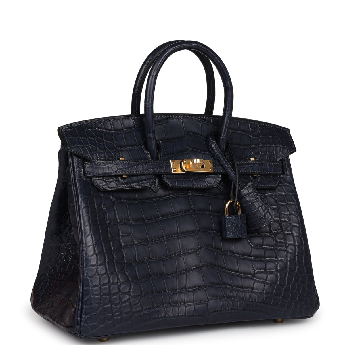 Hermès Birkin 25 Bleu Indigo Matte Faux Leather Gold Hardware