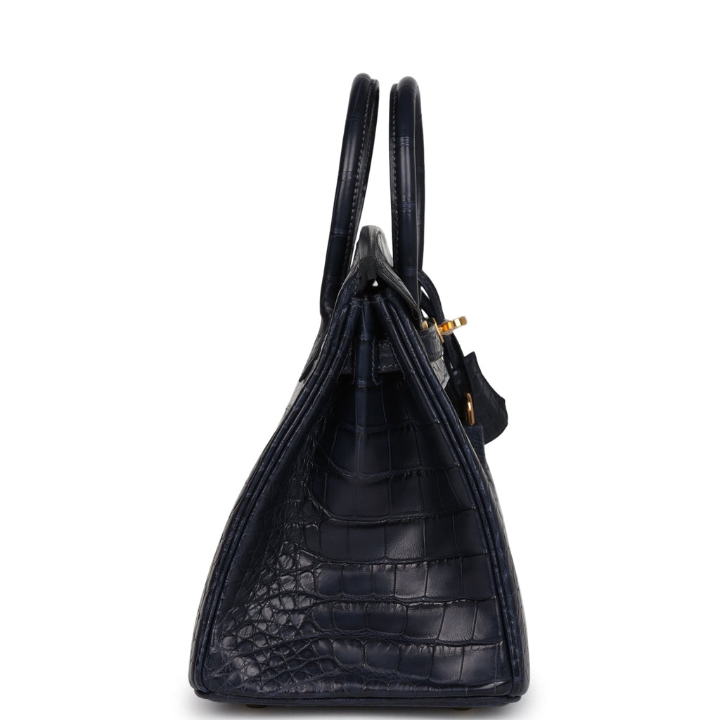 Hermès Birkin 25 Bleu Indigo Matte Faux Leather Gold Hardware