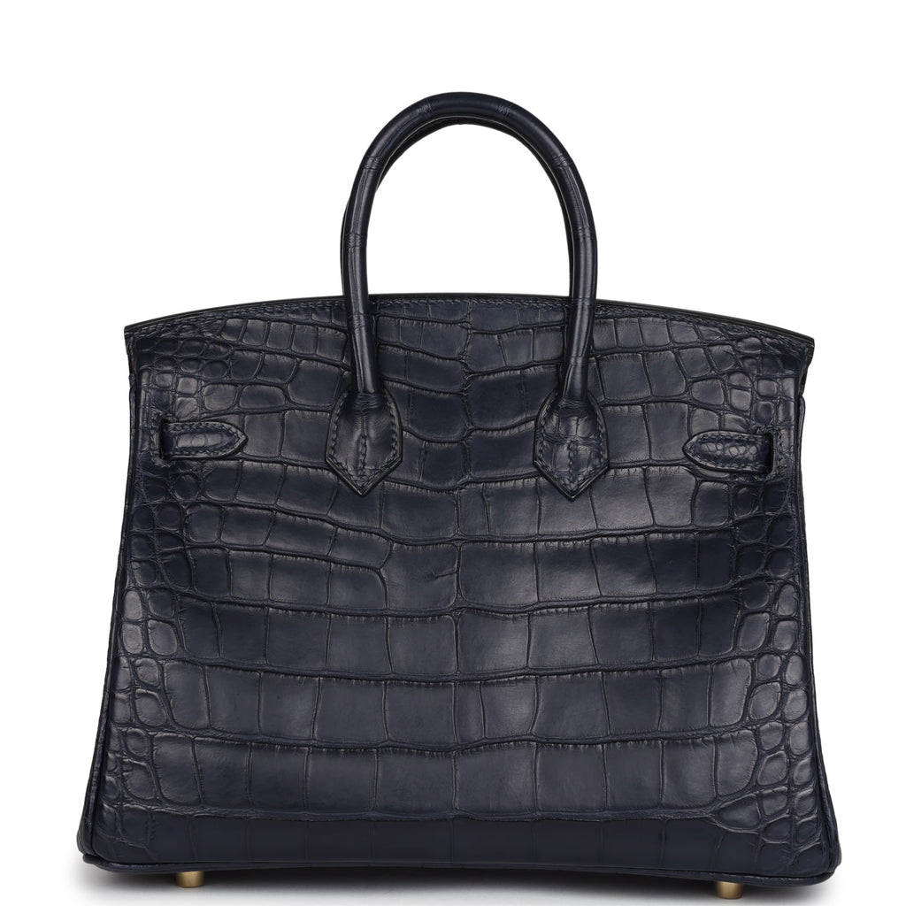 Hermès Birkin 25 Bleu Indigo Matte Faux Leather Gold Hardware