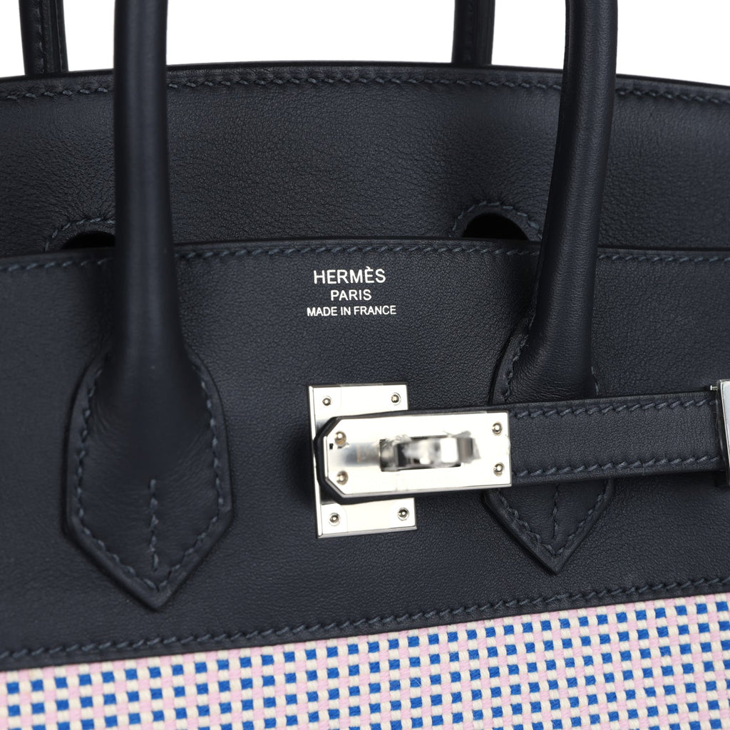 Hermès Birkin Quadrille 25 Caban Swift and Toile Palladium Hardware