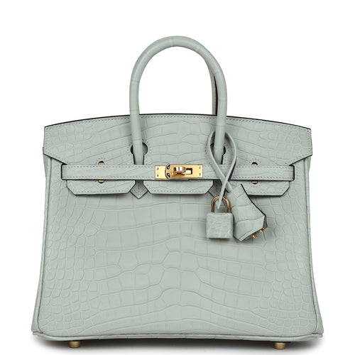 Hermès Birkin 25 Gris Neve Matte Faux Leather Gold Hardware