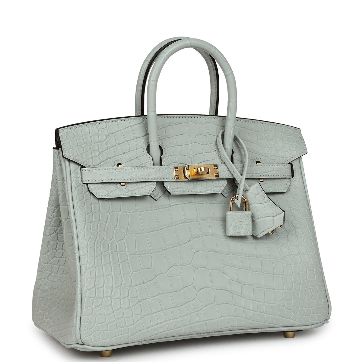 Hermès Birkin 25 Gris Neve Matte Faux Leather Gold Hardware