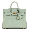 Hermès Birkin 25 Vert D'Eau Matte Faux Leather Gold Hardware