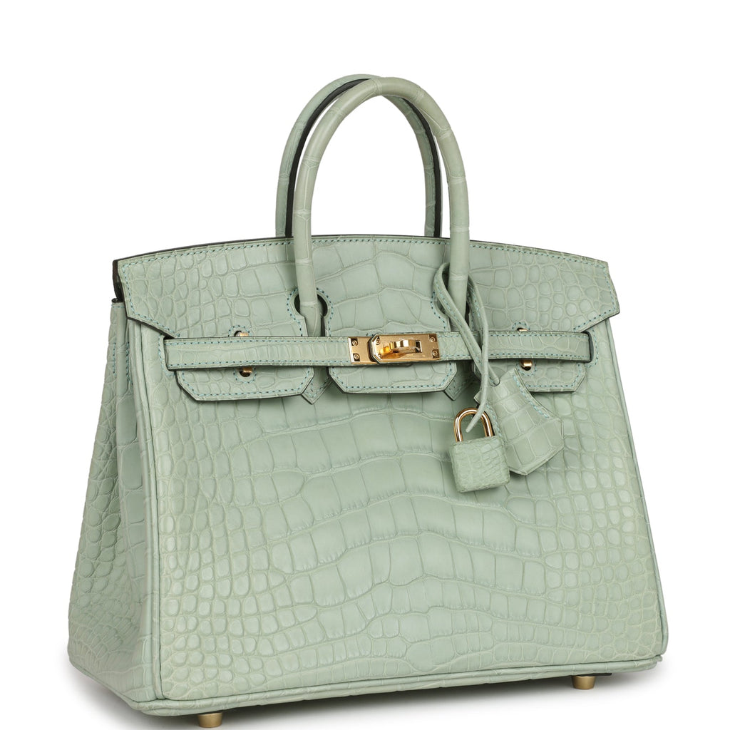 Hermès Birkin 25 Vert D'Eau Matte Faux Leather Gold Hardware