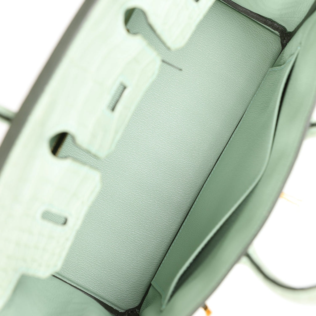 Hermès Birkin 25 Vert D'Eau Matte Faux Leather Gold Hardware